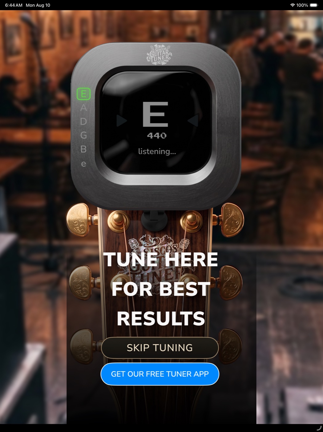 Integrated guitar tuner on iPad