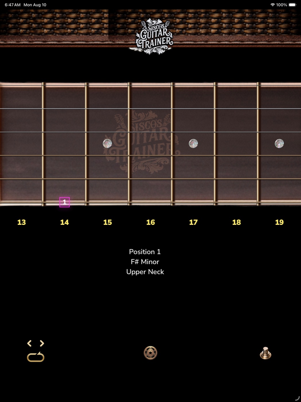 Upper-neck live note practice on iPad