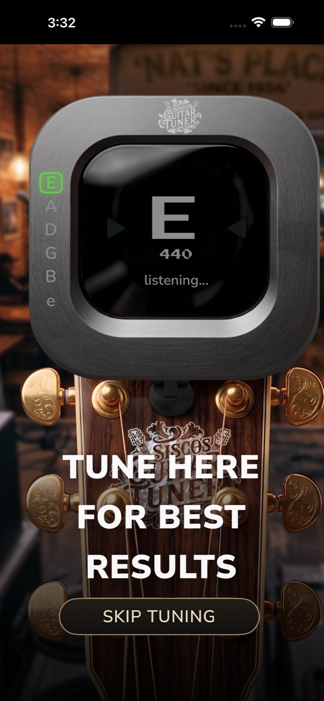 Integrated six-string guitar tuner on iPhone