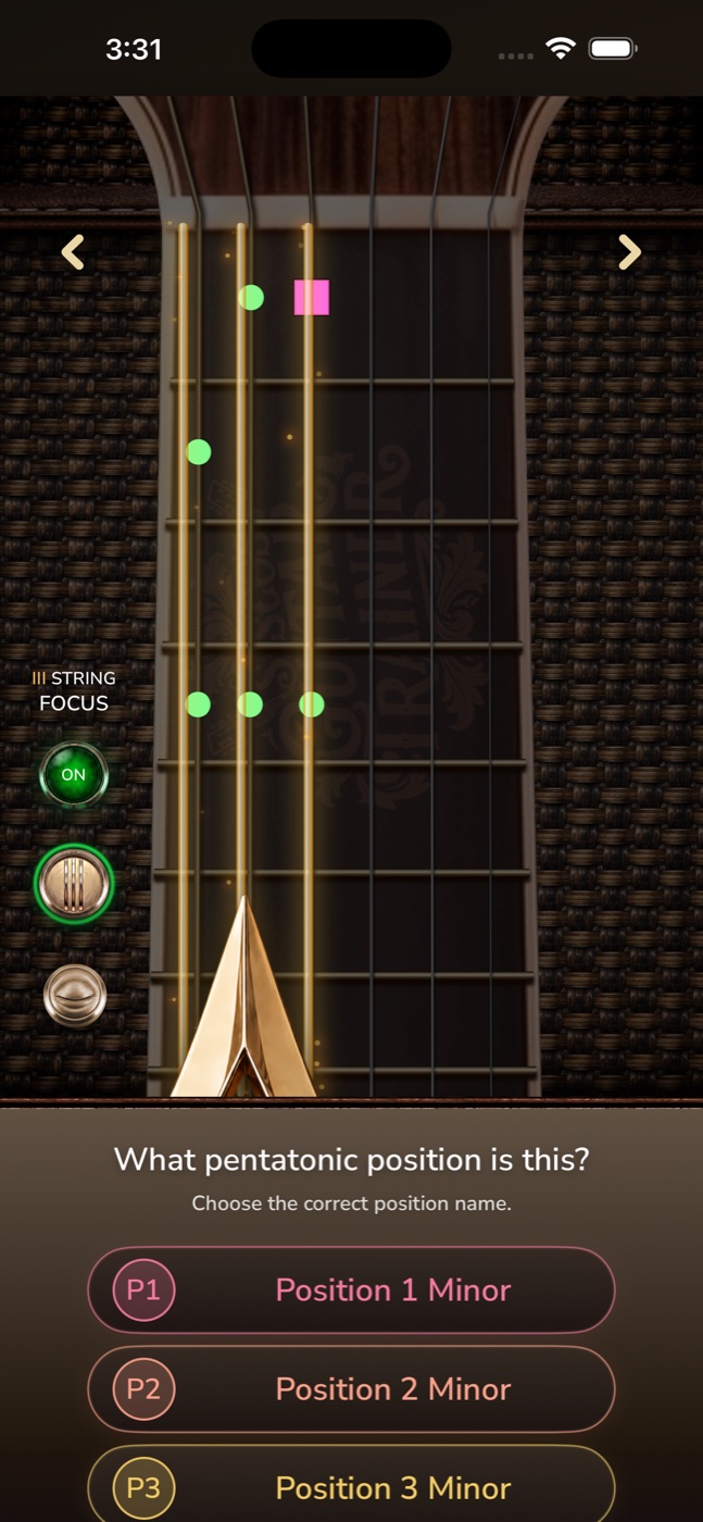 Three-String Isolation practice on iPhone